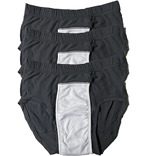 carefeely Inkontinenz-Unterwäsche für Herren, Normale Saugfähigkeit, wiederverwendbar, waschbar, für Inkontinenz, 3er-Pack (Schwarz, XL) von carefeely