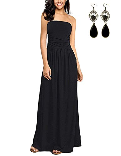 carinacoco Damen Bandeau Bustier Kleider mit Blüte Drucken Lange Sommerkleid Strandkleider Maxikleider Cocktailkleid, L, Geblümt06 von carinacoco