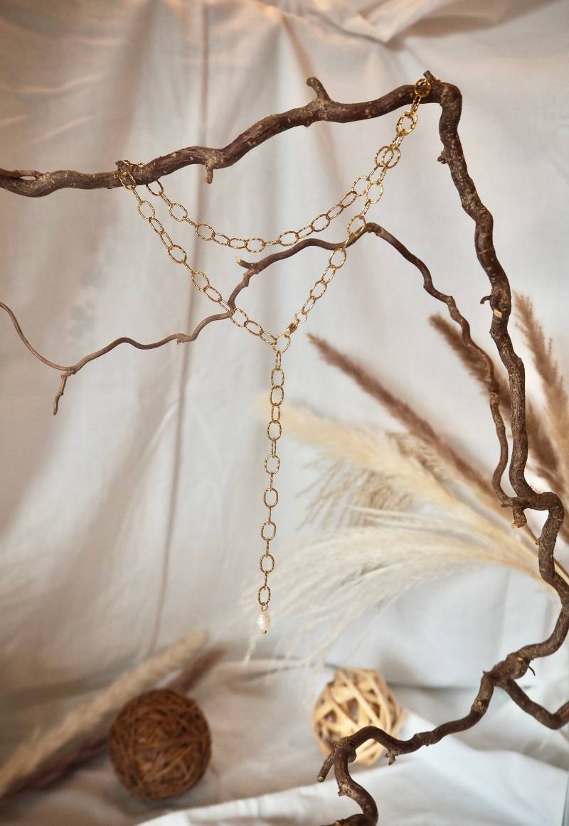 Einzigartige Feine Gliederkette Mit Einem Süßwasserperlen-Anhänger/Geschenkidee Freundin Ostergeschenk Valentinstagsgeschenk von carinomiojewellery