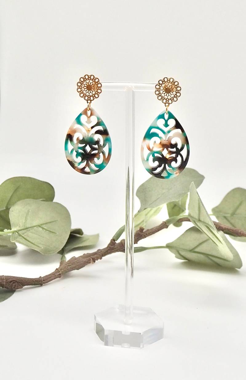 Einzigartige Statement Ohrringe Mit Resin-Ornament/Geburtstagsgeschenk Geschenkidee Freundin Trachtenschmuck Leichte von carinomiojewellery