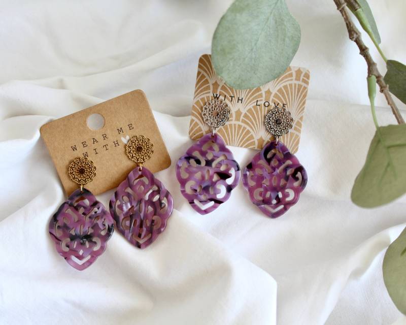 Einzigartige Statement Ohrringe Mit Resin-Ornament/Geschenkidee Freundin Trachtenschmuck Geburtstagsgeschenk Leichte von carinomiojewellery