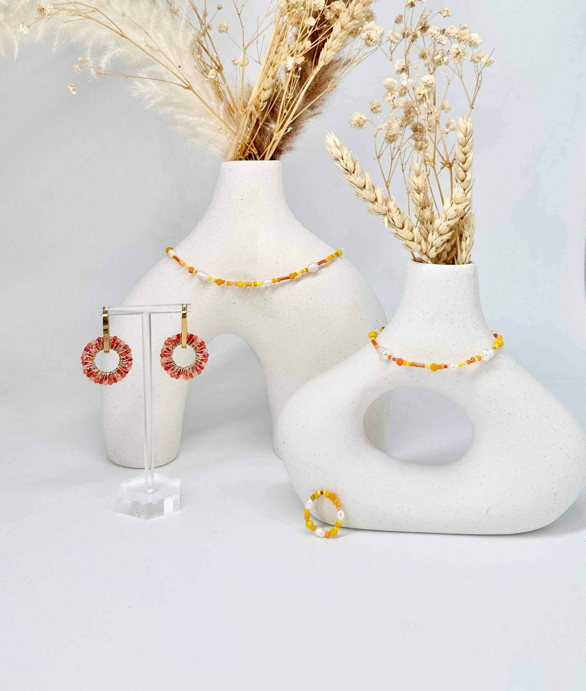 Schmuck Mit Perlen Als Set Oder Einzelstücke "Golden Hour"/Perlenkette/Perlenarmband/Süsswasserperlen/Glasperlen/Geschenk Zu Muttertag von carinomiojewellery