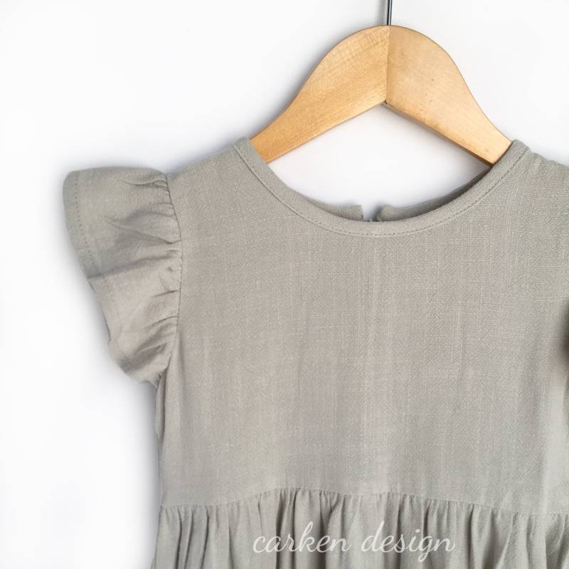 Graues Leinenkleid, Leinenkleid Für Mädchen, Blumenmädchenkleid, Kleinkindkleid, Mädchenkleid von carkendesign