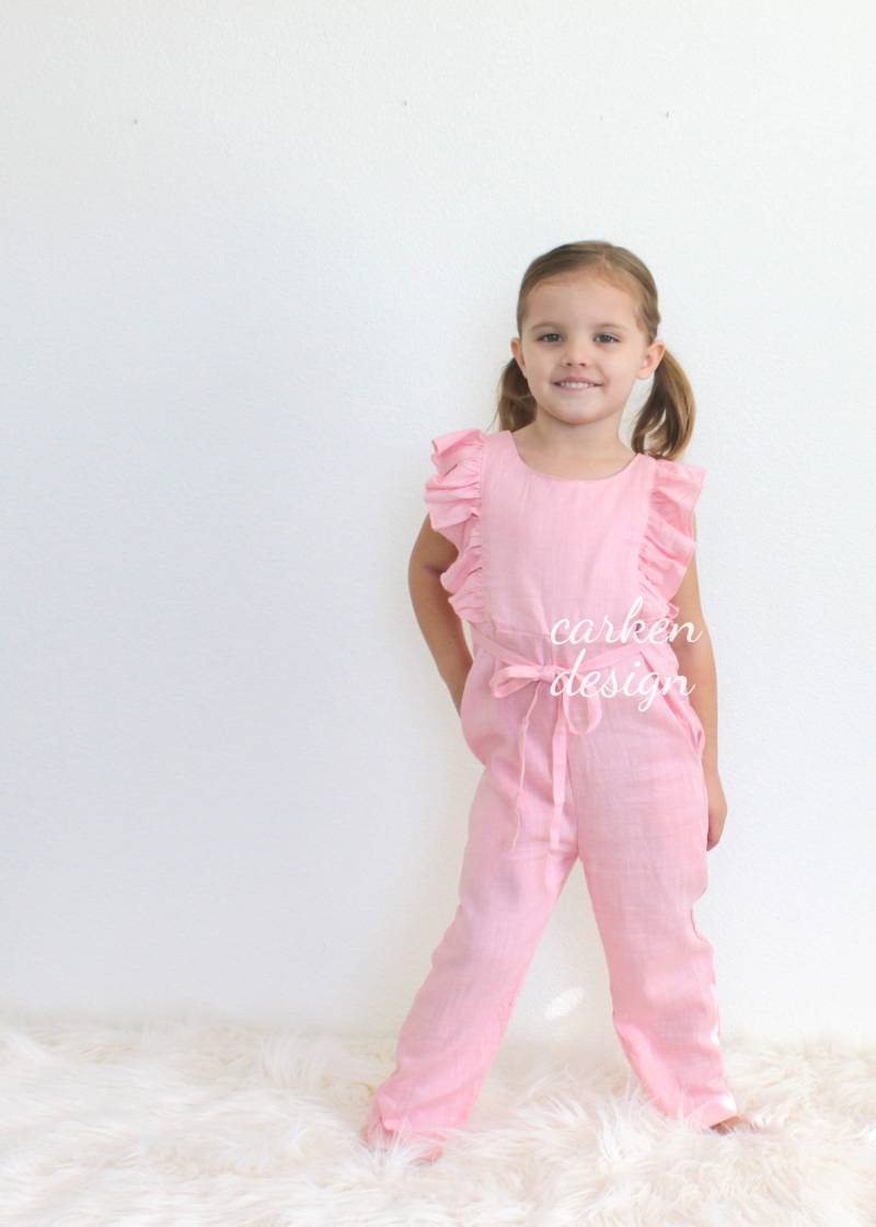 Mädchen-Strampler, Baby-Strampler, Kleinkind-Mädchen-Strampler, Strampler, Leinen-Baby-Strampler, Leinen-Strampler Mit Hose von carkendesign