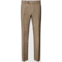 Carl Gross Slim Fit Anzughose aus Leinen mit Bügelfalten Modell 'Tomte' in Taupe, Größe 26 von carl gross