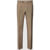 Carl Gross Slim Fit Anzughose aus Leinen mit Bügelfalten Modell 'Tomte' in Taupe, Größe 27 von carl gross