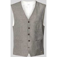 Carl Gross Regular Fit Anzugweste aus hochwertigem Leinen-Mix Modell 'WILSON' in Dunkelbraun, Größe 52 von carl gross