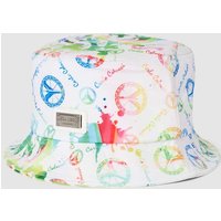 CARLO COLUCCI Bucket Hat mit Label- und Motiv-Print Modell 'PEACE' in Weiss, Größe L/XL von carlo colucci