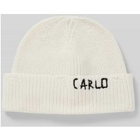 CARLO COLUCCI Mütze mit Label-Stitching in Offwhite, Größe 1 von carlo colucci