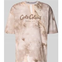 CARLO COLUCCI Oversized T-Shirt mit Label-Print in Beige, Größe XXL von carlo colucci