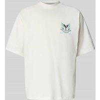 CARLO COLUCCI Oversized T-Shirt mit Label-Print in Offwhite, Größe M von carlo colucci