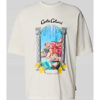 CARLO COLUCCI Oversized T-Shirt mit Label-Print in Offwhite, Größe XL von carlo colucci