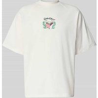 CARLO COLUCCI Oversized T-Shirt mit Label-Print in Offwhite, Größe XXL von carlo colucci