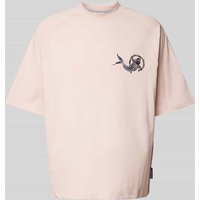CARLO COLUCCI Oversized T-Shirt mit Label-Print in Rosa, Größe XXL von carlo colucci