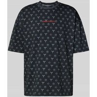 CARLO COLUCCI Oversized T-Shirt mit Label-Stitching in Black, Größe XXL von carlo colucci