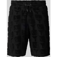 CARLO COLUCCI Regular Fit Sweatshorts mit Strukturmuster Modell 'BEACHWEAR' in Black, Größe S von carlo colucci