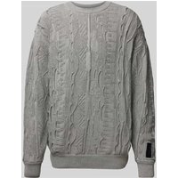 CARLO COLUCCI Strickpullover mit Label-Badge in Hellgrau, Größe L von carlo colucci