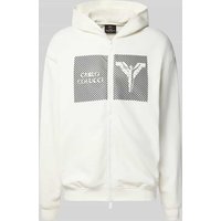 CARLO COLUCCI Sweatjacke mit Logo-Print und Zweiwege-Reißverschluss in Offwhite, Größe M von carlo colucci