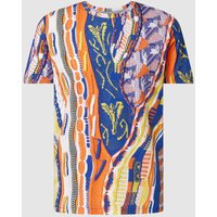 CARLO COLUCCI T-Shirt mit Allover-Muster in Orange, Größe S von carlo colucci