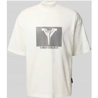 CARLO COLUCCI T-Shirt mit Label-Print in Offwhite, Größe M von carlo colucci