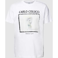 CARLO COLUCCI T-Shirt mit Motiv- und Label-Print in Weiss, Größe L von carlo colucci