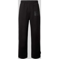 CARLO COLUCCI Wide Fit Sweatpants mit Logo-Print in Black, Größe XXL von carlo colucci