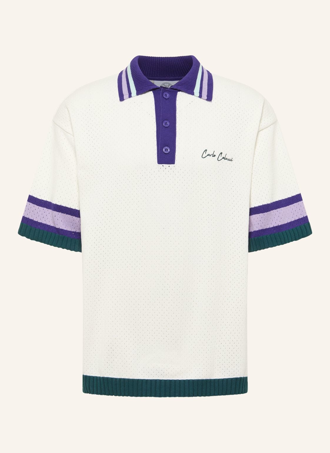 Carlo Colucci Mesh Poloshirt - Match Point Faulhaber weiss von carlo colucci