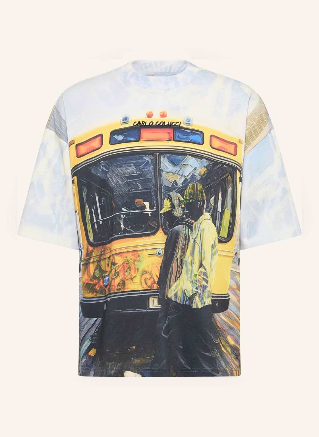 Carlo Colucci Oversize T-Shirt - Impression Of Carlo Ercolin beige von carlo colucci