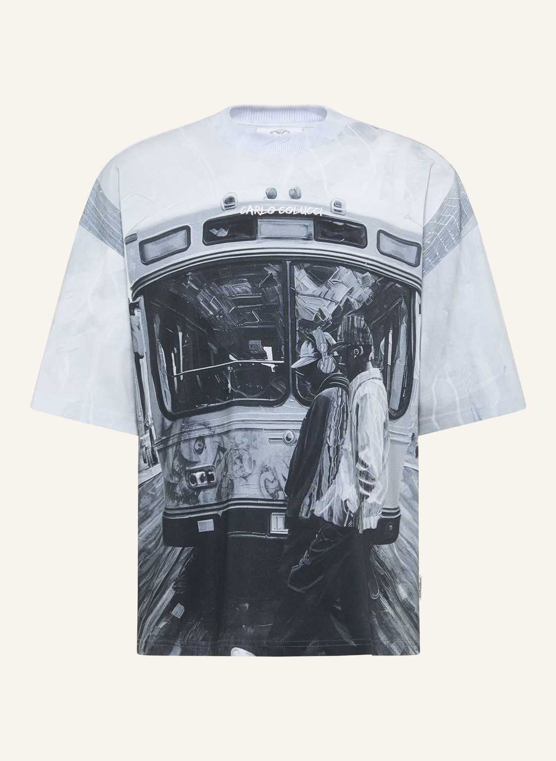 Carlo Colucci Oversize T-Shirt - Impression Of Carlo Ercolin schwarz von carlo colucci