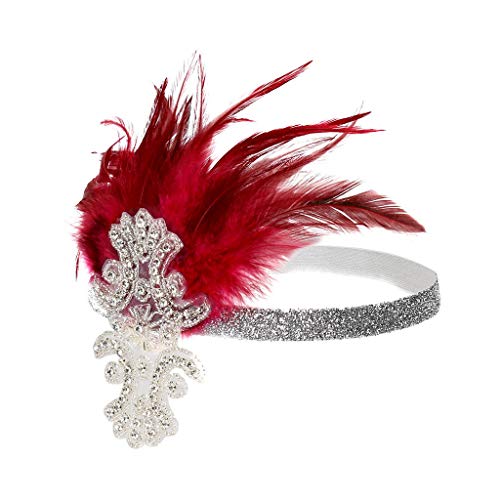 carol -1 Damen 1920s Stirnband mit Feder 20er Jahre Stil Flapper Haarband Inspiriert von Great Gatsby Damen Kostüm Accessoires Retro Stirnband Charleston Haarband Fasching Kostüm Accessoires von carol -1