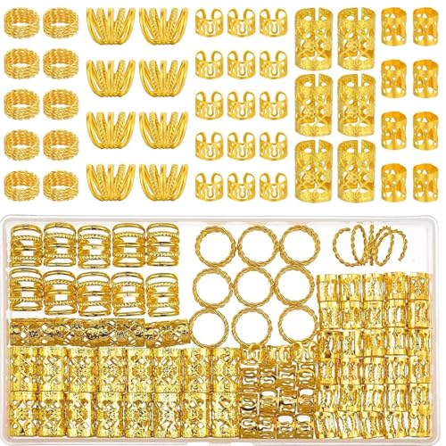 110 Stück Haardekorationspaket Multipacks Zopf und Loc Verzierungen Haarringe für Damen Zöpfe von carotoe