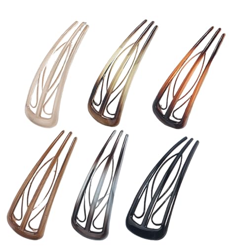 6 französische Haarspangen in einzigartiger Form mit 3 internen Zähnen für Vintage-Frisuren und den täglichen Modebedarf von carotoe