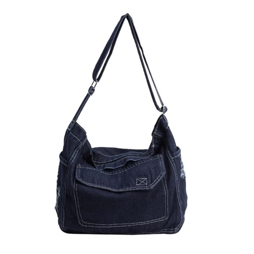 Damen-Denim-Tasche, Korea-Stil, Schultertasche, großes Fassungsvermögen, Kuriertasche für Studenten, Schule, zum Einkaufen, große Kapazität, Kuriertasche für Damen, legere Schulter-Denims, Crossbody von carotoe
