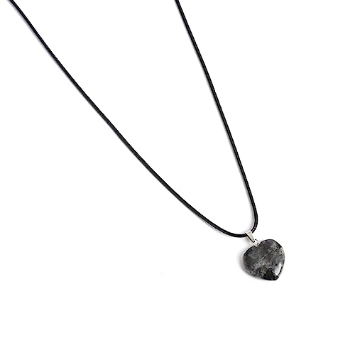 Europäische grüne Halskette, Naturstein, Herz-Anhänger, langes Wachsseil, Halskette, Schmuck, Liebe, Herz-Anhänger, langes Wachsseil, Schmuck von carotoe