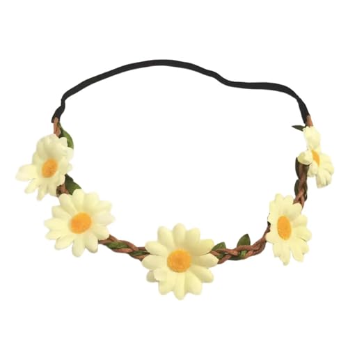 Haarband mit elastischem Blumen-Stirnband, Hochzeitshaardekoration, Blumenkranz für Strandreisen oder Musikfestivals von carotoe