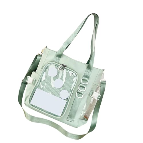 Itabag Umhängetasche für Schulmädchen, transparent, japanische große Kapazität, transparentes Fenster, Crossbody-Tasche für Anime-Anstecknadel, wasserabweisend, Schultasche, grün, One Size von carotoe