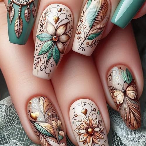 Künstliche Nägel zum Aufkleben, für Damen und Mädchen, Mandel-Nägel, zum Aufkleben, zum Aufdrücken Künstliche Nägel zum Aufkleben, für Damen und Mädchen, Mandel-Nägel, zum Aufkleben, zum Aufdrücken von carotoe