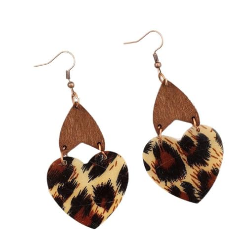 Ohrringe im Retro-Stil, Herz- und Leopardenmuster, stabile Acryl-Ohrhaken, Schmuck für trendige Frauen von carotoe