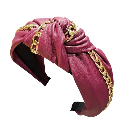 PU-Leder-Stirnband, breit, für Damen, geknotet, bequem, elegant, für den täglichen Gebrauch von carotoe
