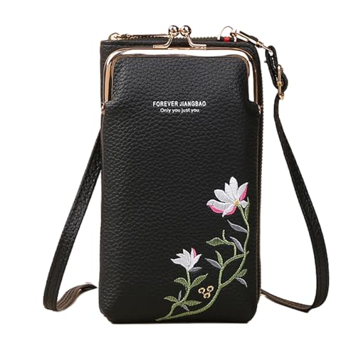 Stilvolle Handytasche mit abnehmbarem Riemen, Schultertaschen für Damen, für Dates, Reisen und Einkaufen, Geldbörse mit Kuss, Schwarz , One Size von carotoe
