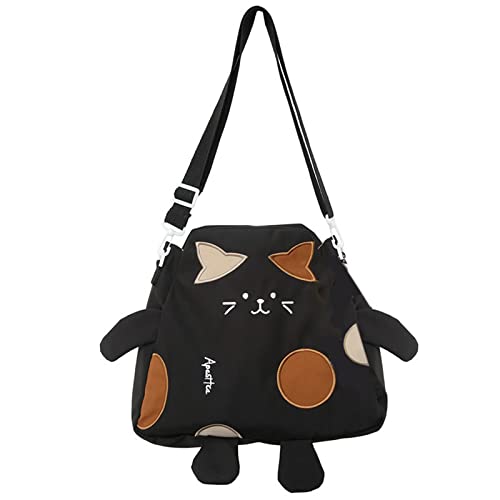 Süße Umhängetasche, Nylon, Kuriertasche, große Kapazität, Studenten-Crossbody-Tasche für Damen, mit Reißverschluss, Geldbörsen für Damen, Schwarz , One Size von carotoe