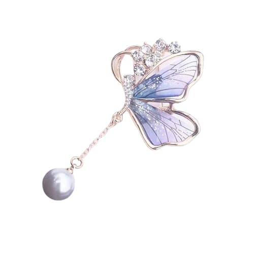 Trendige Perlen-Brosche mit Schmetterlings-Motiv, elegante Wassertropfen-Form, stabile Legierung, tragbar, für gesellschaftliche Veranstaltungen, trendige Perlen-Anstecknadel, Einheitsgröße, Wie von carotoe