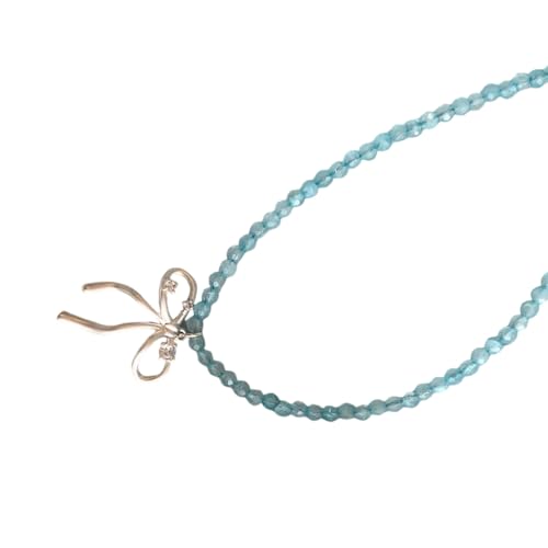 Vielseitige Halskette mit Kristallperlen, verstellbare Kette, formelle oder legere Kleidung, modische Schlüsselbeinkette, Schmuck für Erwachsene, auffälliger Schleifenkristall-Schmuck von carotoe