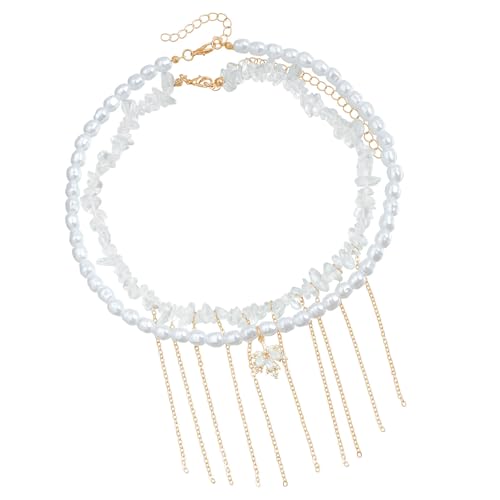 carotoe Elegante Halskette mit Kunstperlen und Quasten für Damen, mehrlagiger Modeschmuck carotoe Elegante Halskette mit Kunstperlen und Quasten für Damen, mehrlagiger Modeschmuck von carotoe