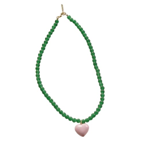 carotoe Farbige runde Perlen-Halskette, weibliches Temperament, Herz-Anhänger, Choker, Schlüsselbeinkette, koreanischer Studenten-Party-Schmuck, Herz-Anhänger, Halsketten carotoe Farbige runde Perlen-Halskette, weibliches Temperament, Herz-Anhänger, Choker, Schlüsselbeinkette, koreanischer Studenten-Party-Schmuck, Herz-Anhänger, Halsketten von carotoe