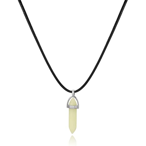 carotoe Grüner Pilz-Anhänger - Sechseck-Paar-Halskette, Naturstein, geometrischer Anhänger, Modeschmuck, Geschenk für Männer von carotoe