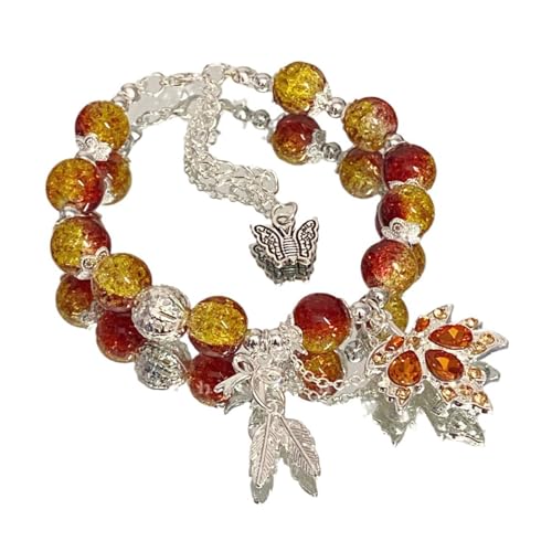 carotoe Stilvoller Kristall-Ahornblatt-Schmetterling-Anhänger mit Perlen, handgefertigt, für den täglichen Gebrauch, Schmuck für Damen von carotoe