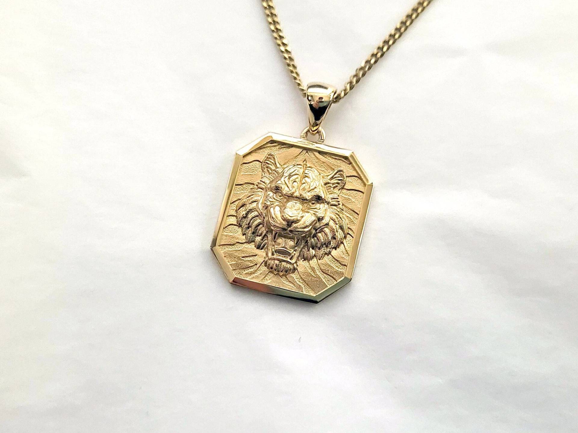 18K 14K Gold Tiger Halskette Herren, Anhänger, Herren Gold, Anhänger Gold von carredorj