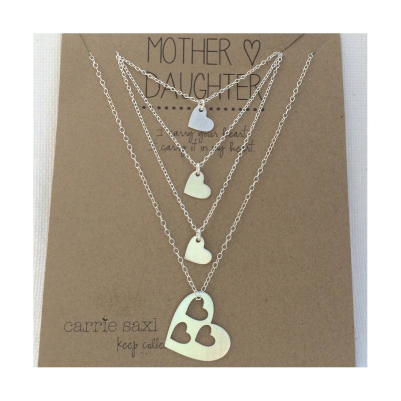 Mutter Tochter Halskette Set - 3 Töchter Silber Herzen Schmuck Geschenk Muttertag Geschenk von carriesaxl