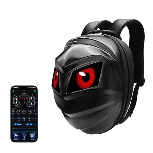 LED Schwarzer Ritter Motorrad Rucksack Coole Laptop Rucksäcke Für Männer Frauen Smart Helm Tasche Mit Programmierbarem Pixel Farbbildschirm (black) von cartaoo